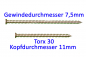 Preview: 100 Rahmenschrauben Fensterrahmenschraube Senkkopf 7,5 x 182mm (für Kunststoff-Profile)