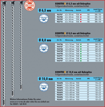 10 Stk.Vollgewindeschraube konstrux 8,0x220mm