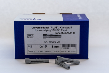 100 Universaldübel  PLUS  8mm ohne Kragen