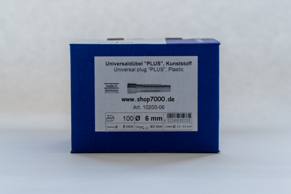 100 Universaldübel  PLUS  6mm ohne Kragen